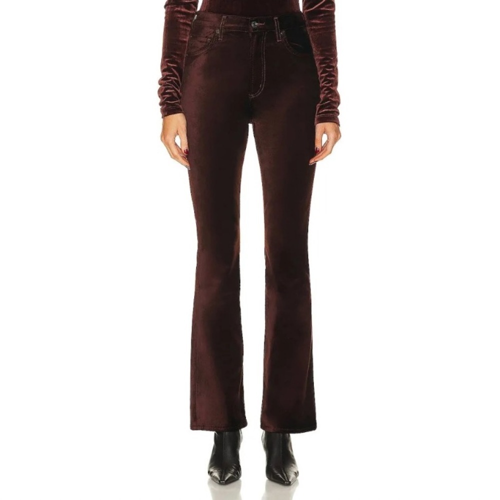 Agolde Nico Velvet High Rise Bootcut Pants in Chocolate Milk